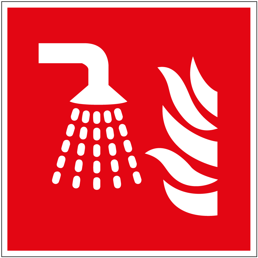 pictogram sprinkler, rood wit, vierkant, iso 7010, f011